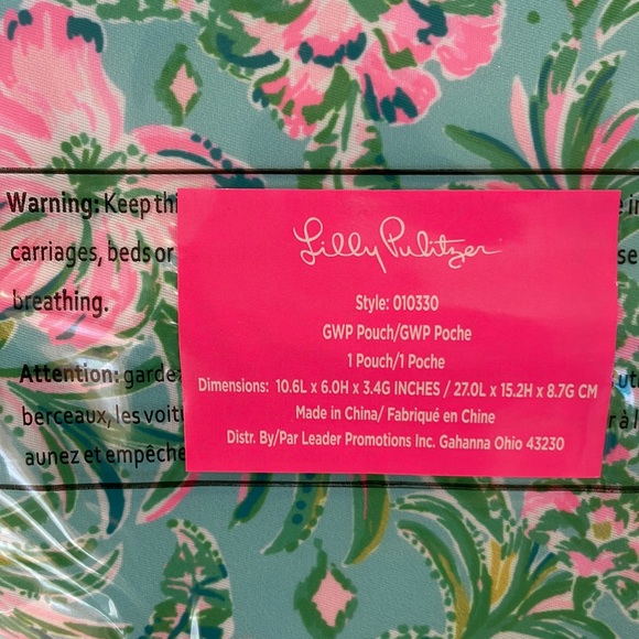 Lilly Pulitzer Zip Pouch Turquoise Blue Toiletry Bag Cosmetic Case Floral NWT - Picture 6 of 7